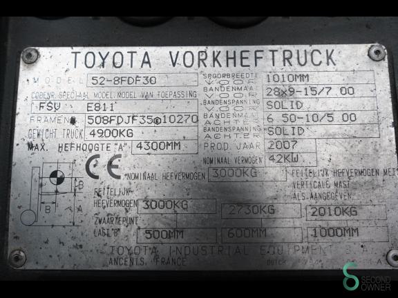 Toyota 52-8 FDF 30 WKH11.178 21 18974