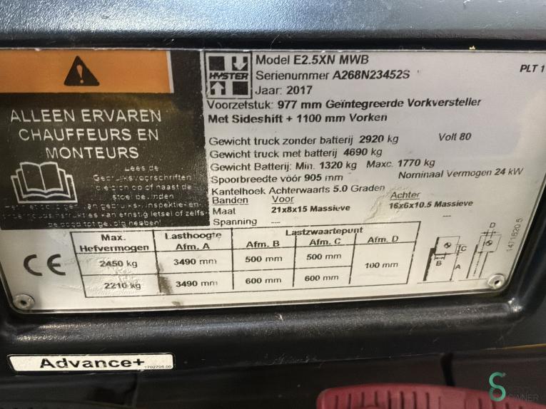 Hyster E2.5XN WKH11.885 42 19918